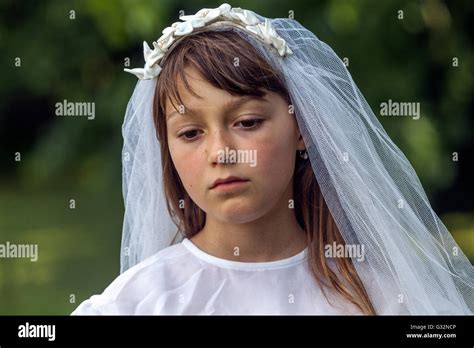 The Age Of Innocence Child Girl 6 A 7 Year Old Girl In White Stock