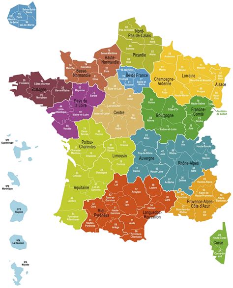 Cartes gratuites des régions et départements de france. Carte-France-13-Regions_1200 - Azun Nature Campsite