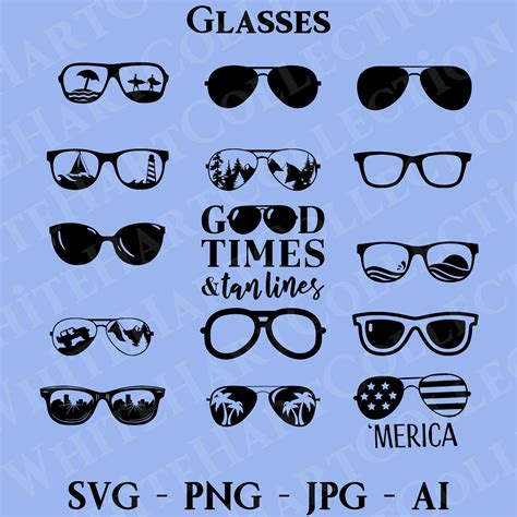 15 Glasses Commercial Use Svg Png  Ai Sunglasses Svg Etsy