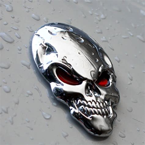 New 3d Skull Logo Emblem Badge Metal Car Sticker Truck Auto Motorcycle