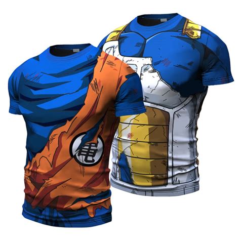 This novelty tee has a crew neck, long sleeves, and goku graphics on the front and sleeves. New 2017 Men Classic Anime Dragon Ball Z Super Saiyan Goku Vegeta 3d t shirt Tight Short Sleeve ...
