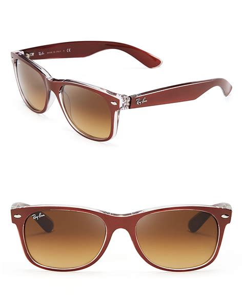 ray ban new wayfarer sunglasses in brown brushed brown brown gradient lyst