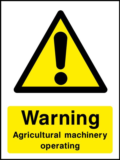 If you experience any of these warning signs, call your landlord or a licensed electrician immediately: Agricultural machinery sign | Health and Safety Signs