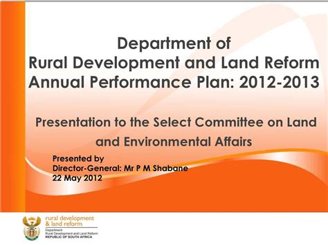 Department Of Rural Development And Land Reform Annual Performance Plan