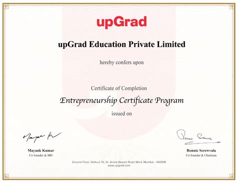 Upgrad Entrepreneurship Certificate Program Upgrad Accredible