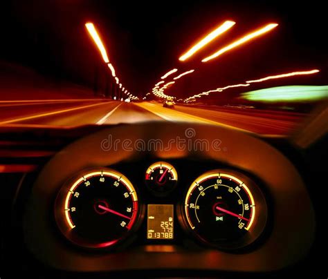 Speeding Car At Night Speeding Road Racer Car At Night With
