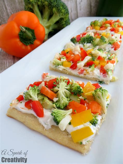 Now it's time for the christmas party appetizers, aka the real reason everyone loves the holidays so much. Easy Vegetable Pizza Appetizer - A Spark of Creativity