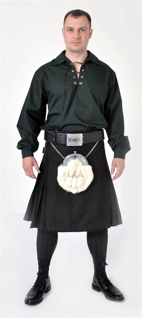 Chieftain Kilt Set With Kilt Belt And Buckle Sporran And Ghillie Shirt