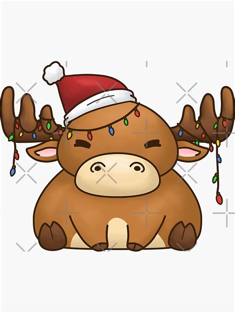 Funny Christmas Moose In Santa Hat Sticker For Sale By Lakisha0326