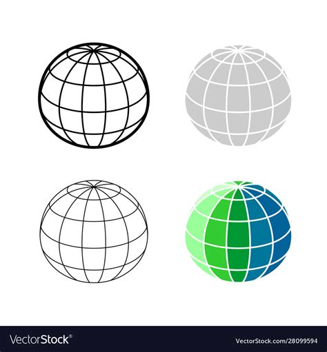 Earth Globe 3d Mesh Model Icon Ball Sphere Vector Image