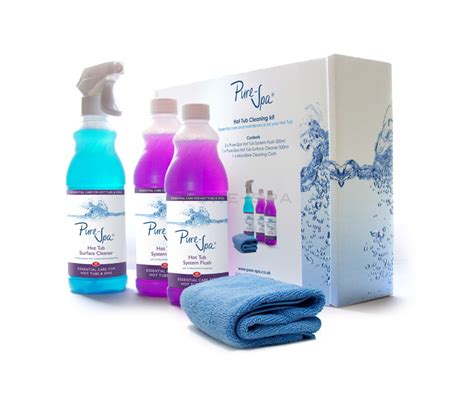 104°f/40°c) to two inches (5 cm) above the jets, add the cleansing agent, and turn on the whirlpool system for 20 minutes. Pure-Spa Hot Tub Cleaning Kit