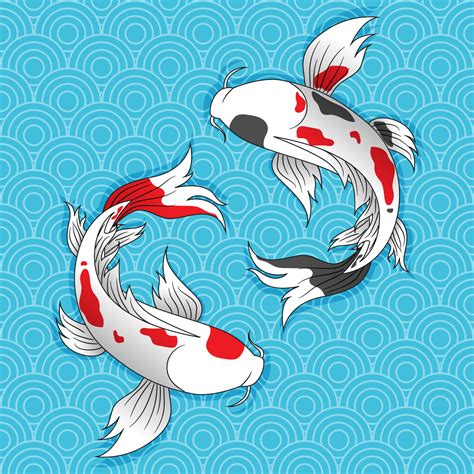 Two Japanese Koi Fish Swim 1218843 Vector Art At Vecteezy