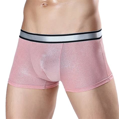 helisopus men s breathable underwear sexy ice silk boxer u convex pouch panties male seamless