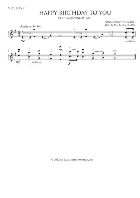 Download Happy Birthday Violins 2 Sheet Music By Traditional Sheet