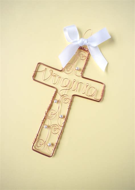 First Communion T Girl Personalized Cross With Name First Etsy
