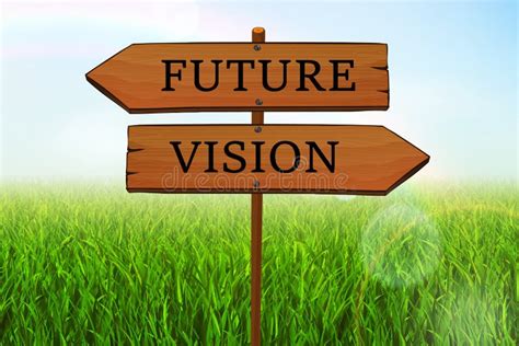 Future And Vision Double Road Signpost With Blue Sky Background Stock