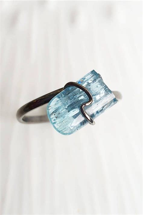 Raw Aquamarine Ring Unique And Stunning Crystal Jewelry