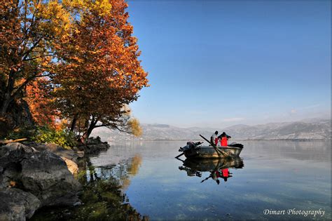 Wallpaper Autumn Lake Reflections Boat Fisherman Nikon Colours