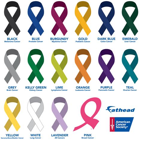 Colors Of Cancer Ribbons American Cancer Society Removable Wall Decal