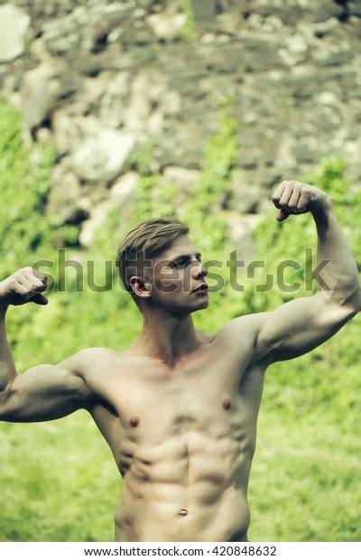 Muscular Young Guy Bodybuilder Beautiful Sexy Stock Photo 420848632