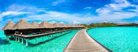 Water Villas Bungalows In The Maldives Stock Photo Image Of Panorama