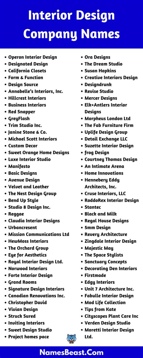 Interior Design Company Names 2022 1200 Business Name Ideas