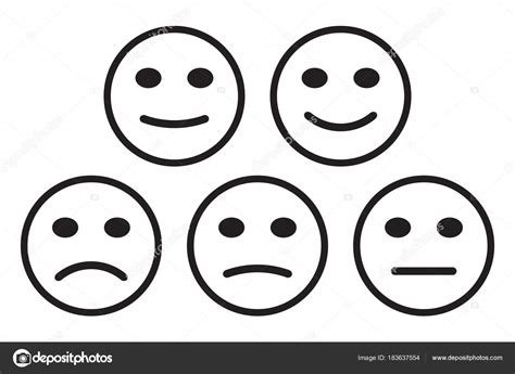 Smileys Emoticons Icon Positive Neutral And Negative Different Mood