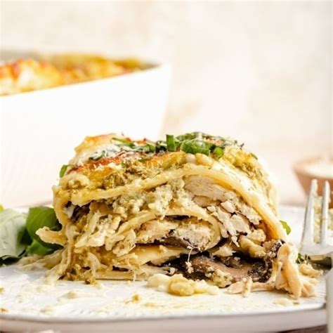 Pesto Mushroom Chicken Lasagna Roll Ups Ambitious Kitchen