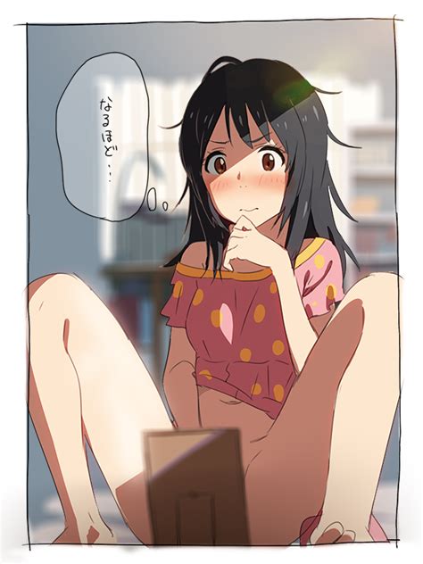 H Ll Miyamizu Mitsuha Kimi No Na Wa Translated 10s 1girl Black Hair Blurry Blush Body