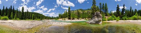 Panoramas Nature River Landscape Forest Hill Water Clouds Trees Summer