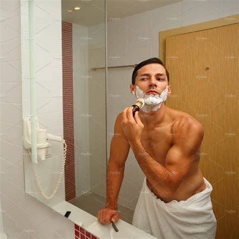 Man Gets Shaving Cream On His Face High Quality People Images