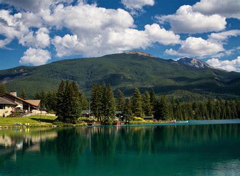 Papeis De Parede Canadá Parque Lago Casa Montanhas Parque Jasper Nuvem