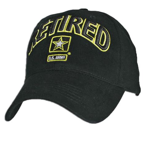 Army Retired Star Military Embroidered Baseball Cap Black