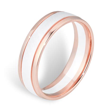 Goldsmiths 9ct White Gold And Rose Gold Two Tone Wedding Ring Ring Size