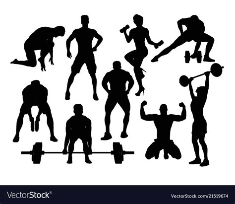 Fitness And Gym Silhouettes Royalty Free Vector Image