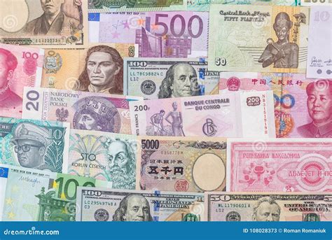Many Different Currency Banknotes From World Country Stock Image