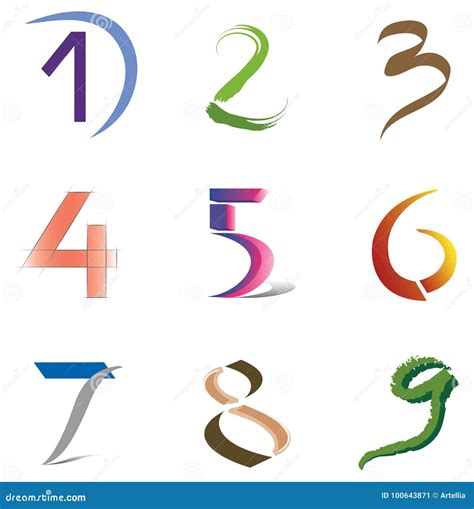 Sistema De Los Iconos Y De Logo Elements Numbers Digits 1 A 9