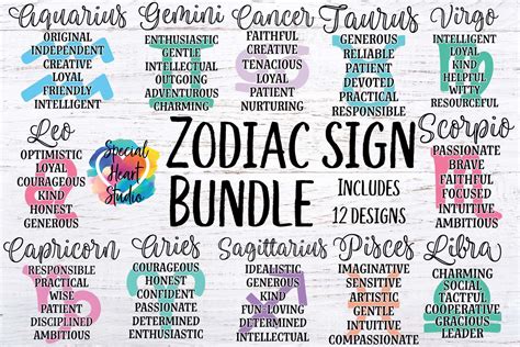 Download Zodiac Sign Bundle - A collection of 12 Zodiac SVG Cut Files (225557) | SVGs | Design Bundles