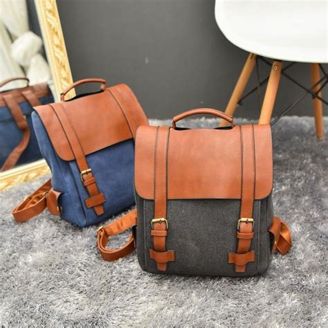 Vintage Women Canvas Backpacks For Teenage Girls School Bags Large High