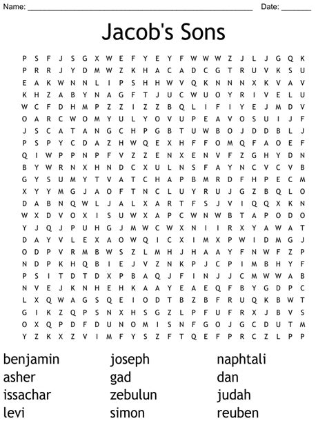 Jacobs Sons Word Search Wordmint