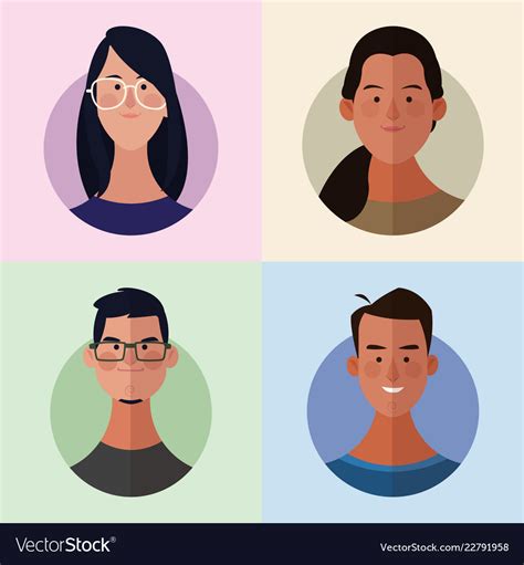 People Faces Cartoon Royalty Free Vector Image