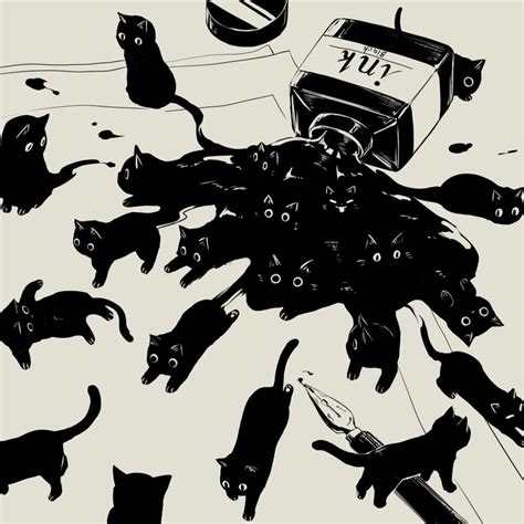 Black Cats Ink By Avogado6 Illustrations Drawings Cat Art Art