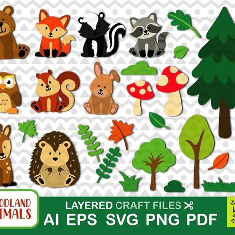 Woodland Baby Animals Clipart Forest Animal Clipart Etsy