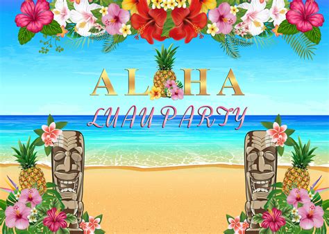 Vinyl Backdrop Background Hawaiian Beach Aloha Luau Party Photography X Ft Ebay