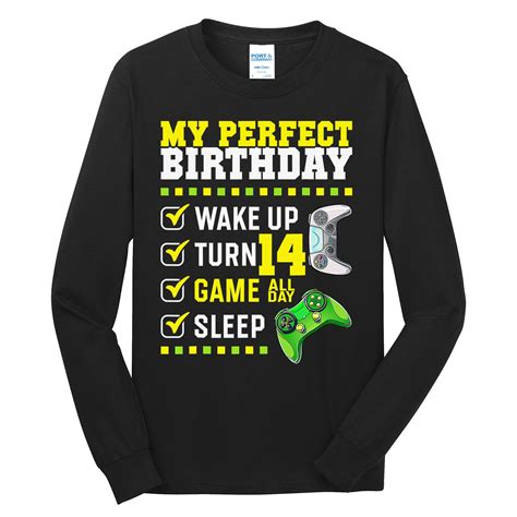 Level 14 Unlocked Boys 14th Birthday 14 Year Old Gamer Tall Long Sleeve