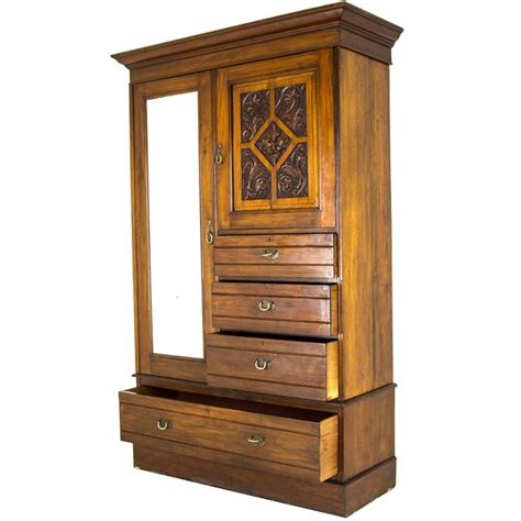 B688 Antique Victorian Mahogany Gentlemans Armoire Wardrobe Dresser