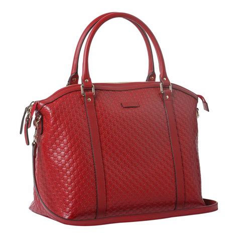 Deep Red Gucci Monogram Leather Tote Bag Brandalley