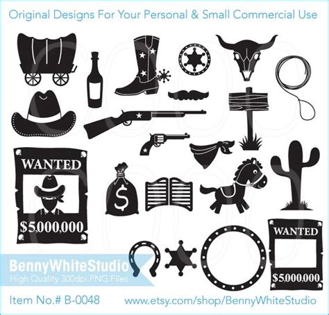 21 Western Cowboy Clip Art Digital Files For Your Personal