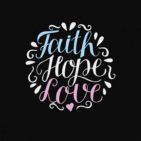 Hand Lettering With Bible Verse Faith Hope And Love On Blue Background
