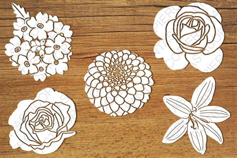 Flowers SVG files for Silhouette Cameo and Cricut. Flowers clipart PNG